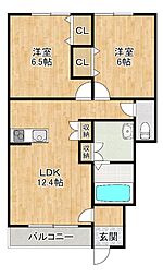 仮山浦AP 2LDKの間取図画像