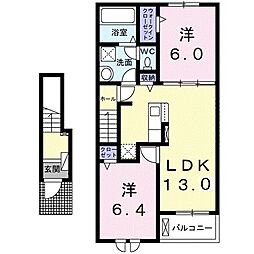 ピュア ライヴ XIII A棟 2LDKの間取図画像