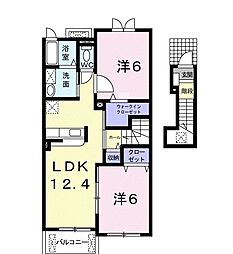 ラフレシール・ベルメゾンB 2LDKの間取図画像