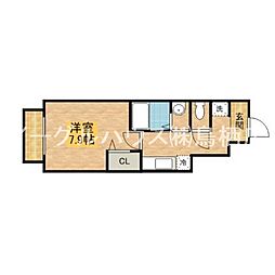 ルミエール鳥栖 1Kの間取図画像