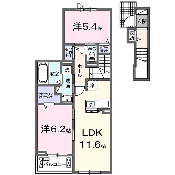 スペチアーレ　トゥレ 202｜大阪府羽曳野市古市2丁目(賃貸アパート2LDK・2階・59.66㎡)の写真 その2