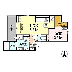 JR信越本線 長野駅 徒歩7分の賃貸アパート 1階1LDKの間取り