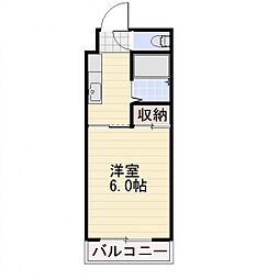 ドムスミワ東館 1Kの間取図画像