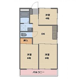 アプリコットハイツ 3DKの間取図画像