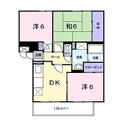 ツインコートB 3DKの間取図画像