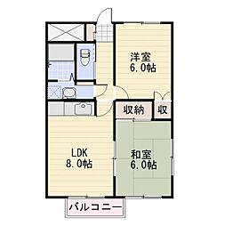 パシィフィック2 2LDKの間取図画像