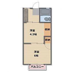 第二丸勝コーポ 2Kの間取図画像