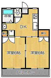 メゾン光の森 2DKの間取図画像