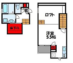 JR鹿児島本線 ししぶ駅 徒歩2分の賃貸アパート 2階1Kの間取り