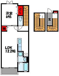 JR鹿児島本線 千鳥駅 徒歩5分の賃貸アパート 3階1LDKの間取り