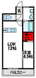 パシオンクレシア 1LDKの間取図画像