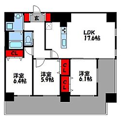 エスズイン日蒔野 3LDKの間取図画像