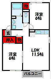 コンフォートハウス 2LDKの間取図画像