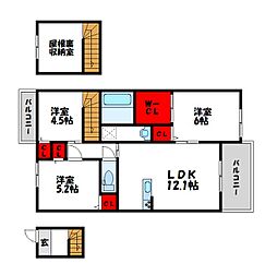 宗像市東郷2丁目アパート 3LDKの間取図画像