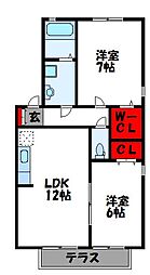エスペランサA 2LDKの間取図画像
