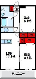 MDIブリサマリーナ花見が浜 2LDKの間取図画像