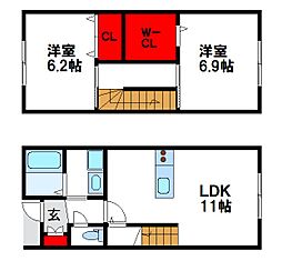 ウィルスタイル福間駅東 2LDKの間取図画像