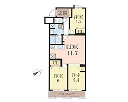 グリーンハイツけやき 3LDKの間取図画像