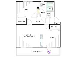 サニークレスト大倉山 2LDKの間取図画像