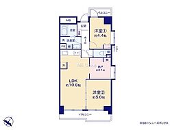 東急ドエルアルス相模原 2SLDKの間取図画像