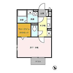 T・Kブラウン 1階1Kの間取り