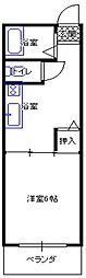 ペアアサイB 1Kの間取図画像