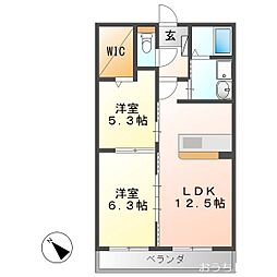ザ・レジデンス坂本 2LDKの間取図画像