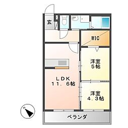 ハートフル・ゴリオン 2LDKの間取図画像
