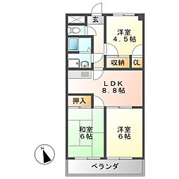 グリーンヒル 3LDKの間取図画像