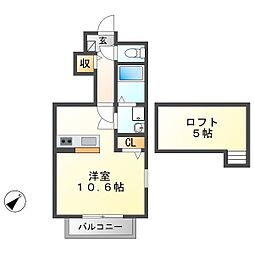 フラナテラス ワンルームの間取図画像