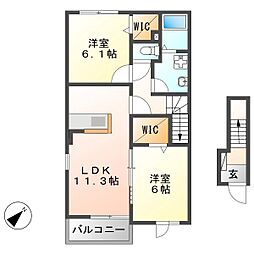 レジデンスモッポ2 2LDKの間取図画像