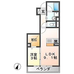 重満荘2 1LDKの間取図画像