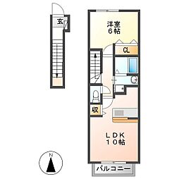 ヴァン・コリーヌ 1LDKの間取図画像