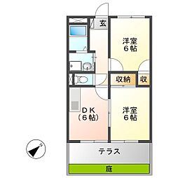 ブリリアントヴュー 2DKの間取図画像