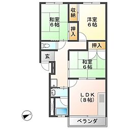 ハイムサン・ムーン 3LDKの間取図画像