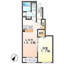 アルティメット くさかべ 1LDKの間取図画像