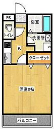 飯野フラッツ 1Kの間取図画像