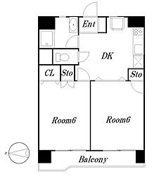 トーア錦糸町マンション 2DKの間取図画像