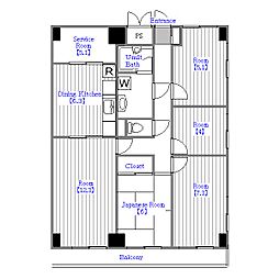 ヴィレッヂワン太平 4SLDKの間取図画像