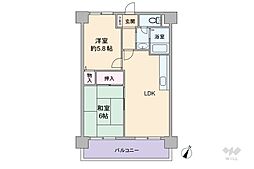 甲南グランドハイム本山 2LDKの間取図画像