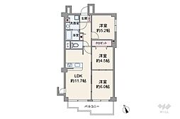 ユニハイム魚崎2号棟 3LDKの間取図画像