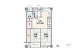 芦屋山打出住宅 2SDKの間取図画像