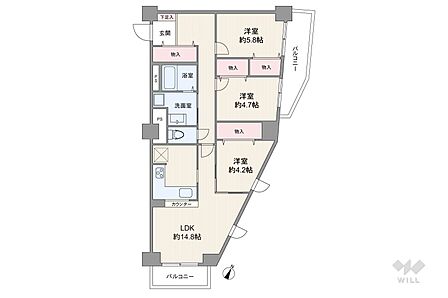 3LDK 間取り