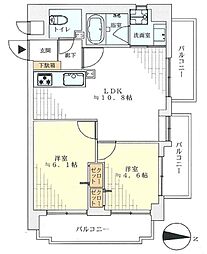 セイガステージ国立 2LDKの間取図画像