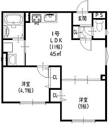 クリエオーレ大正 2LDKの間取図画像