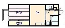 アンソレイユ 1DKの間取図画像