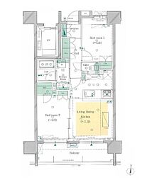 プレシス新宿御苑 2SLDKの間取図画像