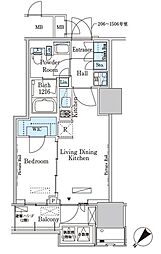 HARUMIFLAG PORT VILLAGE B棟 9階1LDKの間取り