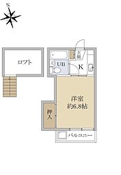 コーポ錦 2階1Kの間取り