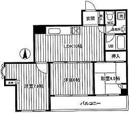 アパルトマントロワバレー・サントル 3LDKの間取図画像